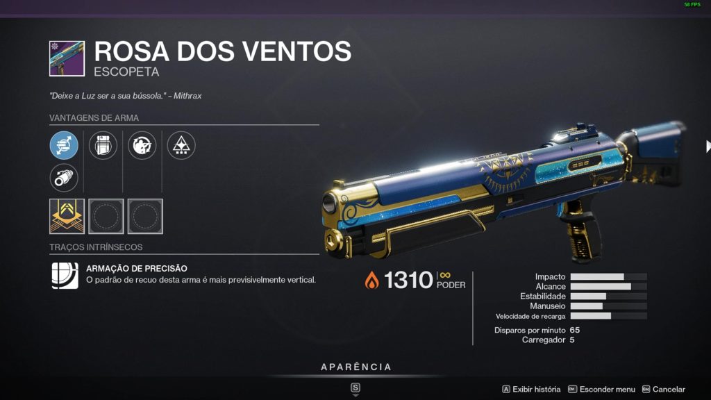 Destiny 2 - Escopeta Lendária Rosa dos Ventos (Solstício dos Heróis 2021)