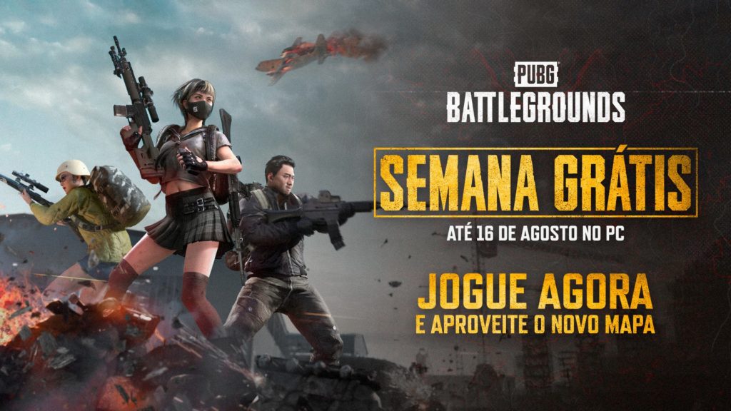 PUBG Battlegrounds de graça no Steam até 16 de agosto de 2021