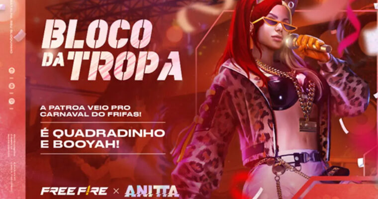 Bloquinhos de recompensas e Anitta chegam ao Carnaval do Free Fire