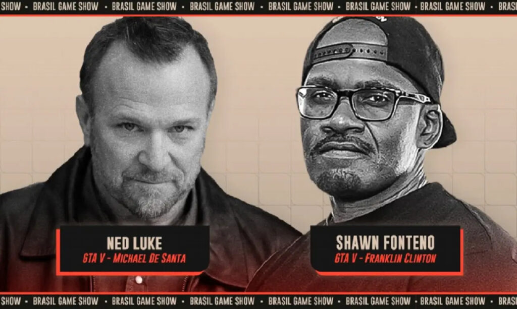 Shawn Fonteno e Ned Luke atores de GTA V estarão presentes na Brasil Game Show 2023