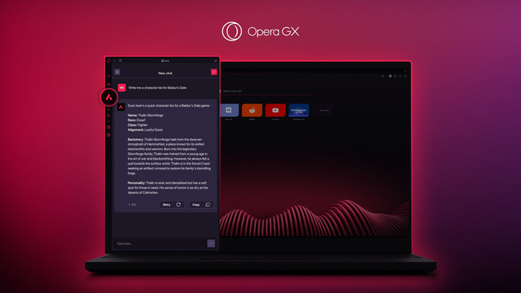 Opera GX integra Aria, IA nativa para aprimorar navegação gamer