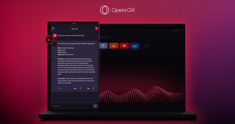 Opera GX integra Aria, IA nativa para aprimorar navegação gamer