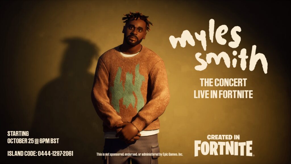 Myles Smith no Fortnite (Sony Music)