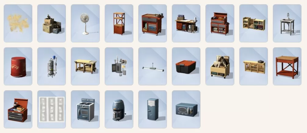 The Sims 4 Kit Oficina de Restauração - Todos os itens